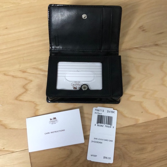 Coach Black Wallet Business Card Case New - Picture 5 of 5